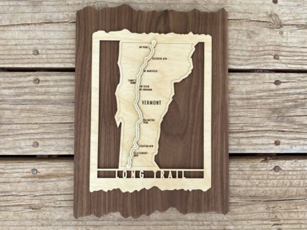 Product Image: Vermont Long Trail Map – Wood cut map of Long Trail Gift for Hikers