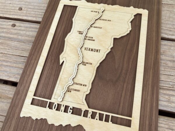 Product Image: Vermont Long Trail Map – Wood cut map of Long Trail Gift for Hikers