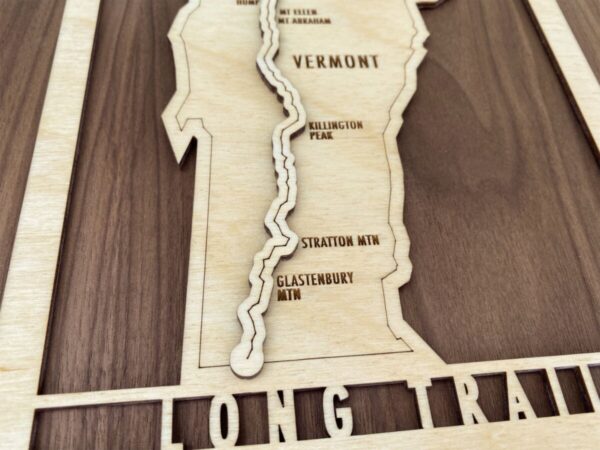 Product Image: Vermont Long Trail Map – Wood cut map of Long Trail Gift for Hikers