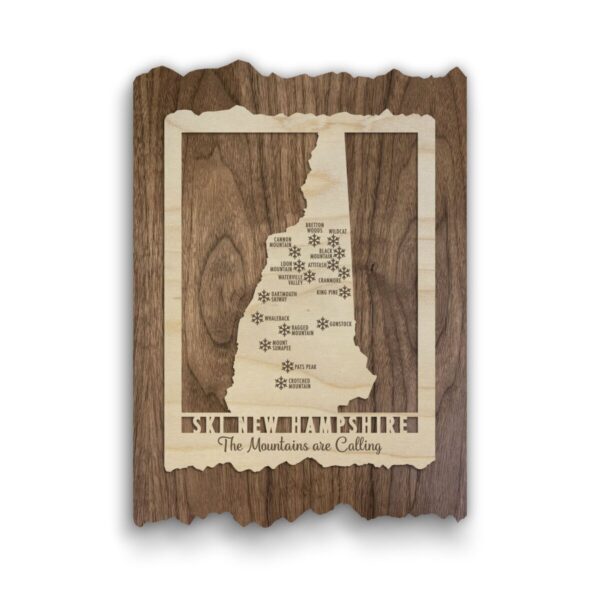 Product Image: Ski New Hampshire – Wood Map of New Hampshire Ski Areas with Custom Engraving