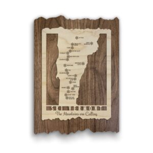 Product Image: Ski Vermont – Wood Map of Vermont Ski Areas with Custom Engraving