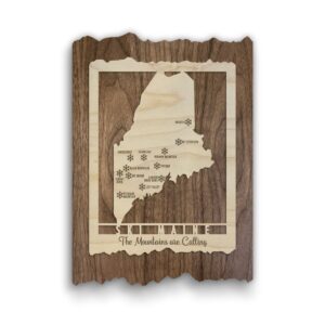 Product Image: Ski Maine – Wood Map of Maine Ski Areas with Custom Engraving
