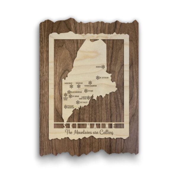 Product Image: Ski Maine – Wood Map of Maine Ski Areas with Custom Engraving