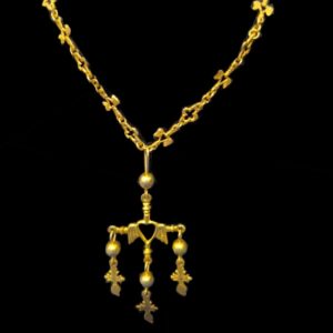 Product Image: Vintage Yalalag cross Montalban gold/silver necklace from Oaxaca