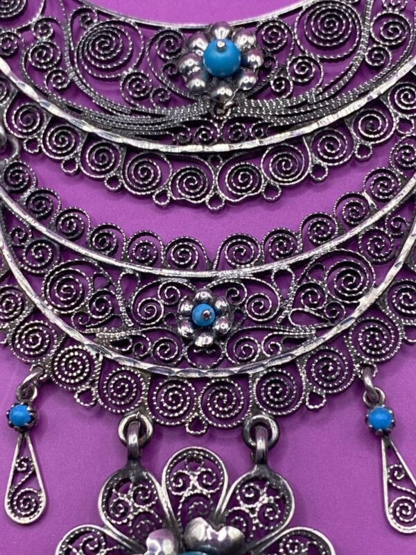 Product Image: Oaxacan vintage Silver filigree necklace with turquoise circa 1960