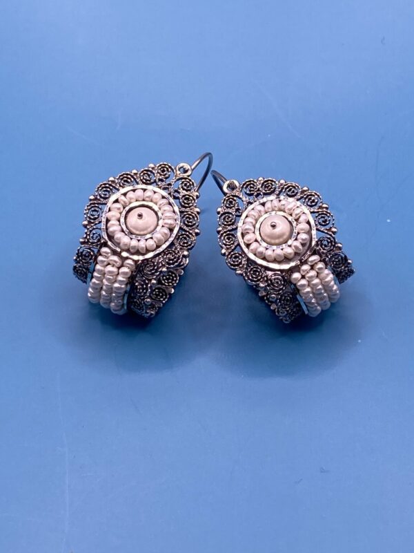 Product Image: Oaxaca hoop filigree earrings with pearls-Frida Kahlo earrings