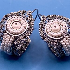 Product Image: Oaxaca hoop filigree earrings with pearls-Frida Kahlo earrings