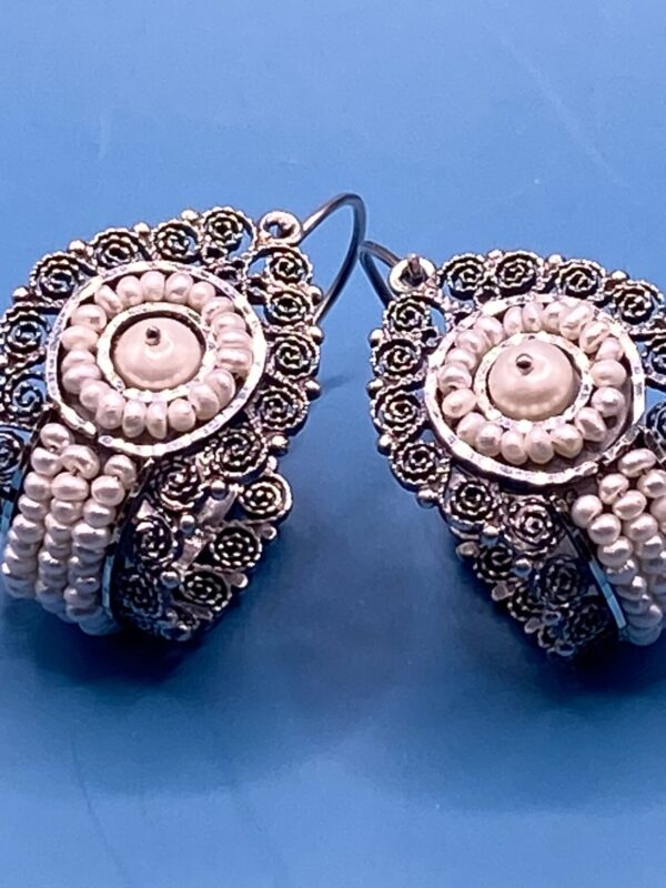 Product Image: Oaxaca hoop filigree earrings with pearls-Frida Kahlo earrings