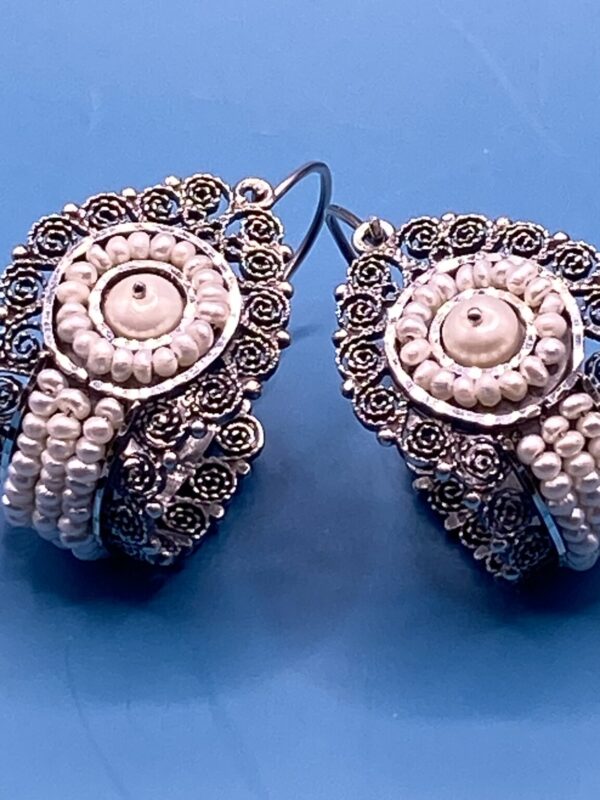 Product Image: Oaxaca hoop filigree earrings with pearls-Frida Kahlo earrings