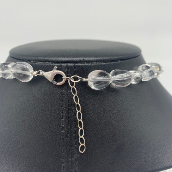 Product Image: Necklace: Quartz Crystal Faceted, Nuggets, Frosted Twists, Cracked Glass, Satin Silver Spacers,Aysemetrical 18″+2″ Extender Chain