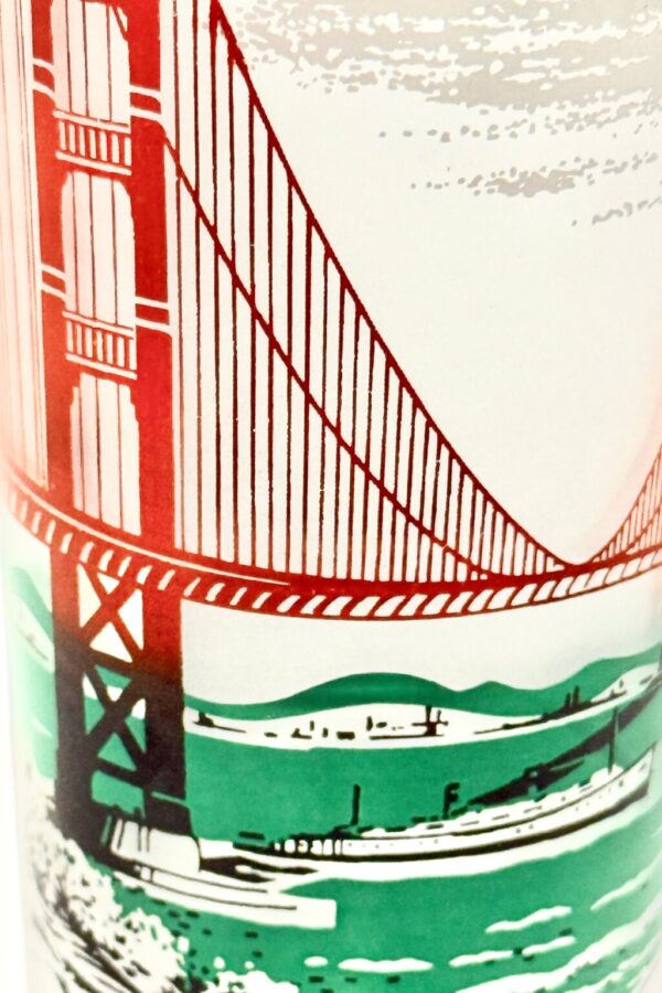 Product Image: 1960’S GOLDEN GATE BRIDGE SAN FRANCISCO MADE IN USA FROSTED HIGH BALL GLASS