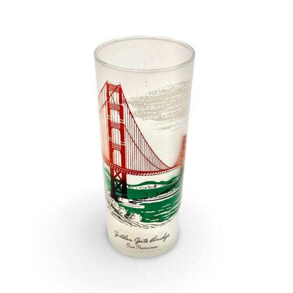 Product Image: 1960’S GOLDEN GATE BRIDGE SAN FRANCISCO MADE IN USA FROSTED HIGH BALL GLASS