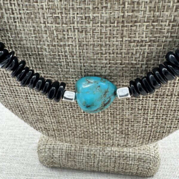 Product Image: Necklace: Turquoise Nugget, Jet , Sterling Silver 26″ + 2″ Extender Chain
