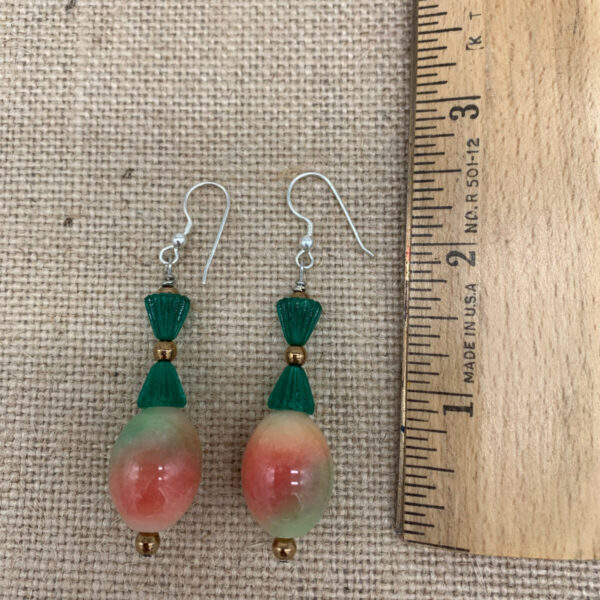 Product Image: Earrings: Agate Dyed, Vintage Glass Beads, Sterling Wires 2 ½”
