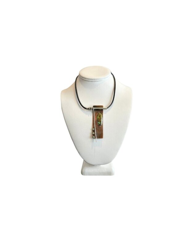 Product Image: Turquoise Sterling & Copper Pendant on leather