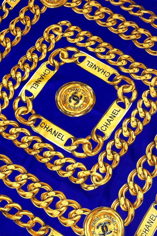 Product Image: 1980’S BOOTLEG CHANEL PRINTED CHAIN SCARF BANDANA