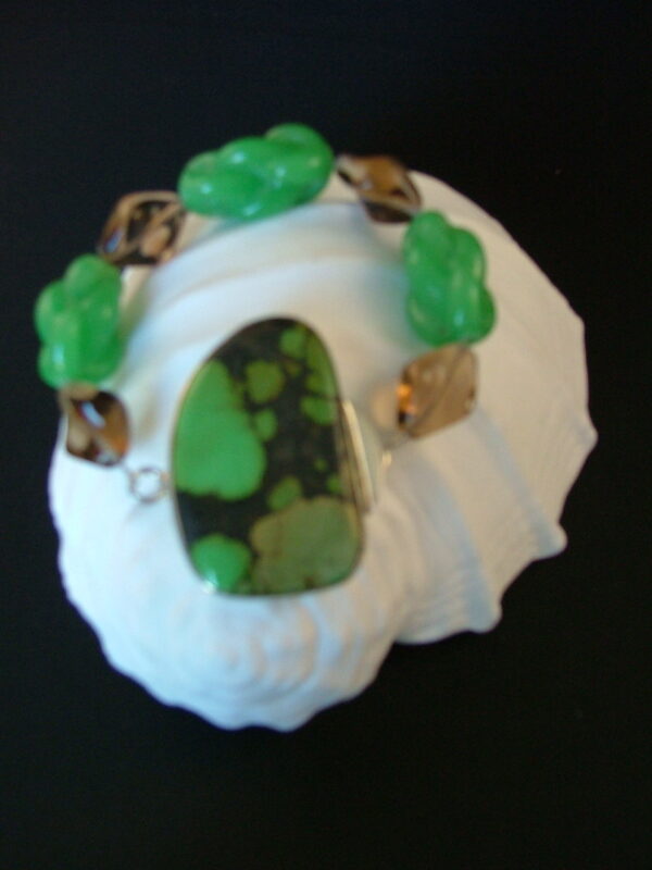 Product Image: Rare Turquoise Surrounded by Vintage Jadeite Beads
