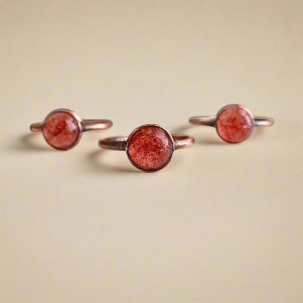 Product Image: Handcrafted Strawberry Quartz Ring in Electroformed Copper