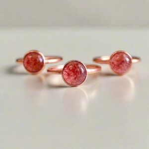 Product Image: Handcrafted Strawberry Quartz Ring in Electroformed Copper
