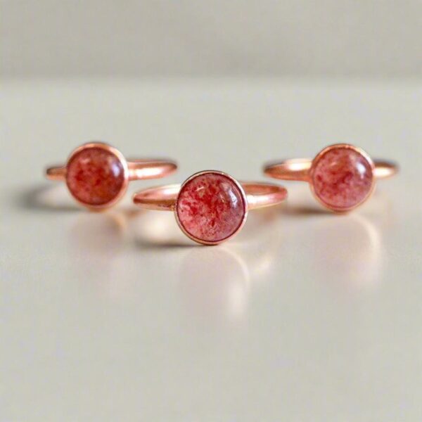 Product Image: Handcrafted Strawberry Quartz Ring in Electroformed Copper