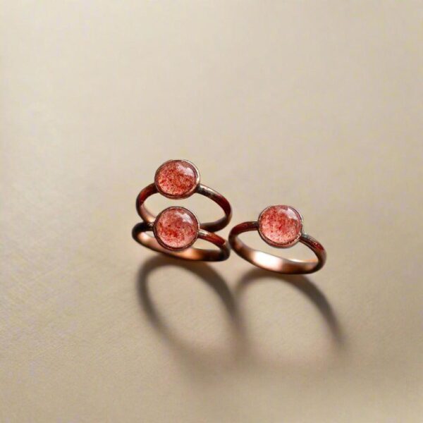 Product Image: Handcrafted Strawberry Quartz Ring in Electroformed Copper