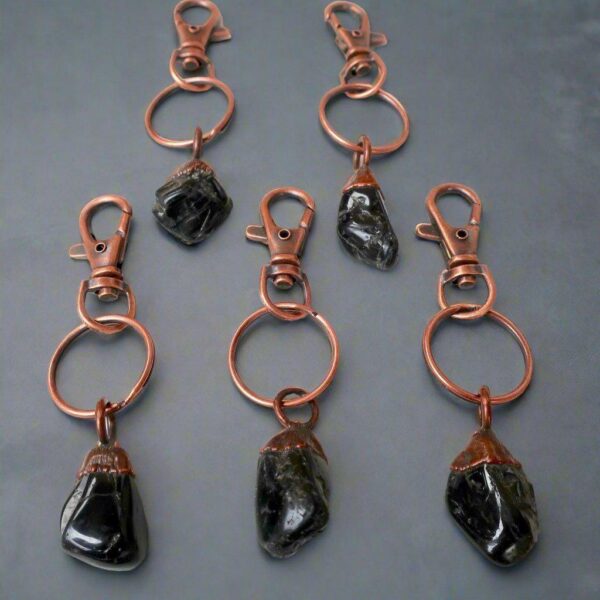 Product Image: Black Tourmaline Electroformed Copper Keychain for Protection