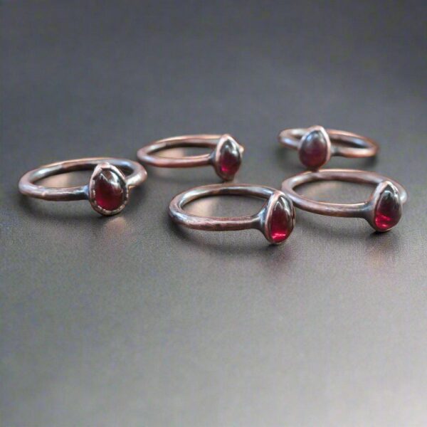 Product Image: Pear-Shaped Garnet Ring in Electroformed Copper Jewelry