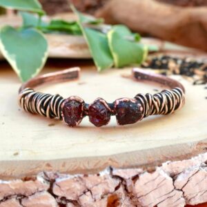 Product Image: Raw Garnet Bracelet with Electroformed Copper Cuff