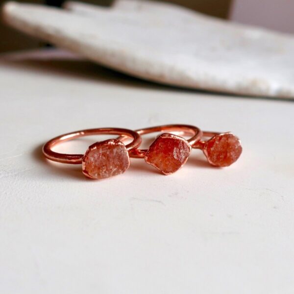 Product Image: Raw Sunstone Ring in Copper for Unique Gift