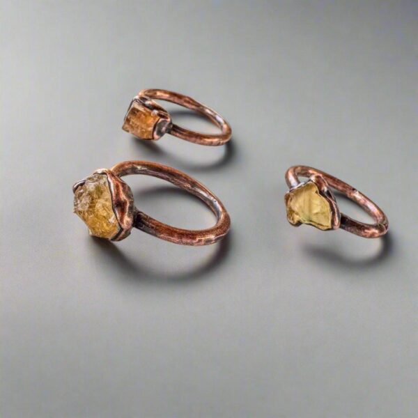 Product Image: Raw Golden Topaz Ring in Electroformed Copper Jewelry