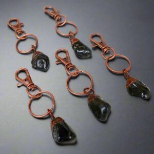 Product Image: Black Tourmaline Electroformed Copper Keychain for Protection
