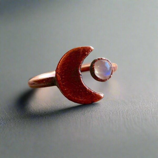 Product Image: Moonstone Eclipse Open Ring in Copper for Unique Style