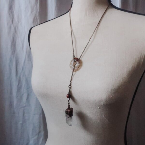 Product Image: Raw Quartz Lariat Style Necklace for Energy and Intuition