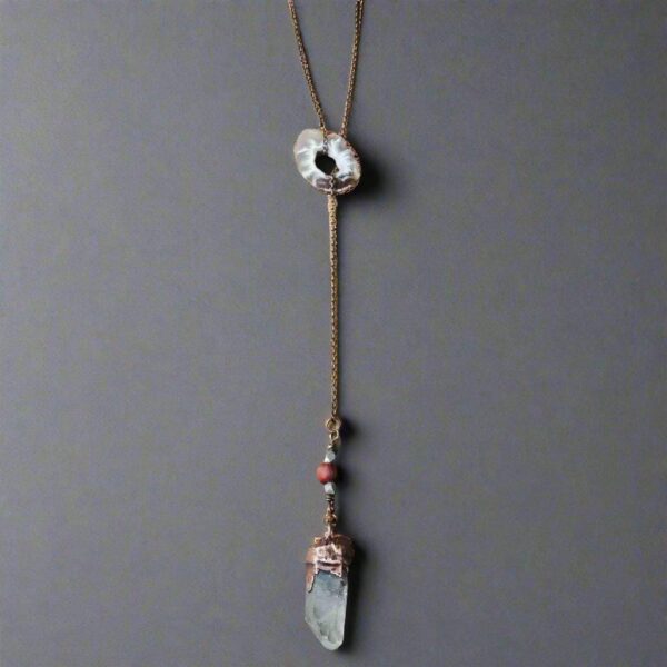 Product Image: Raw Quartz Lariat Style Necklace for Energy and Intuition