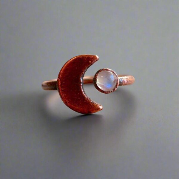 Product Image: Moonstone Eclipse Open Ring in Copper for Unique Style