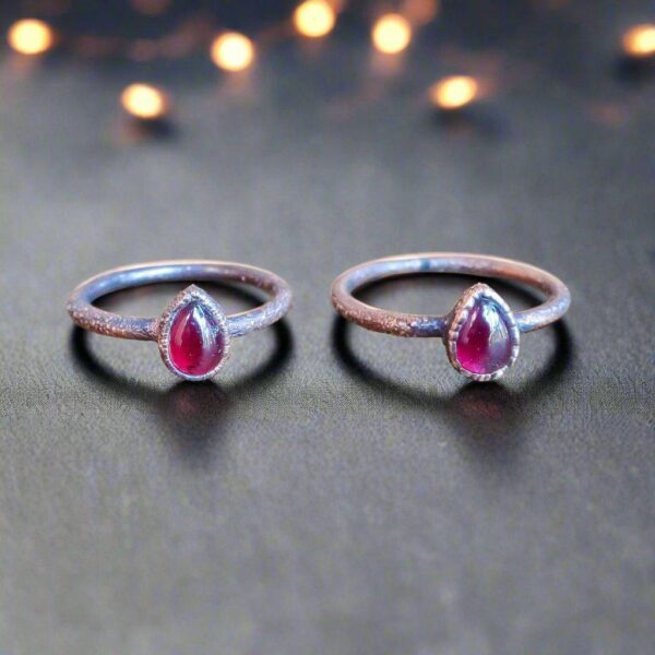Product Image: Pear-Shaped Garnet Ring in Electroformed Copper Jewelry