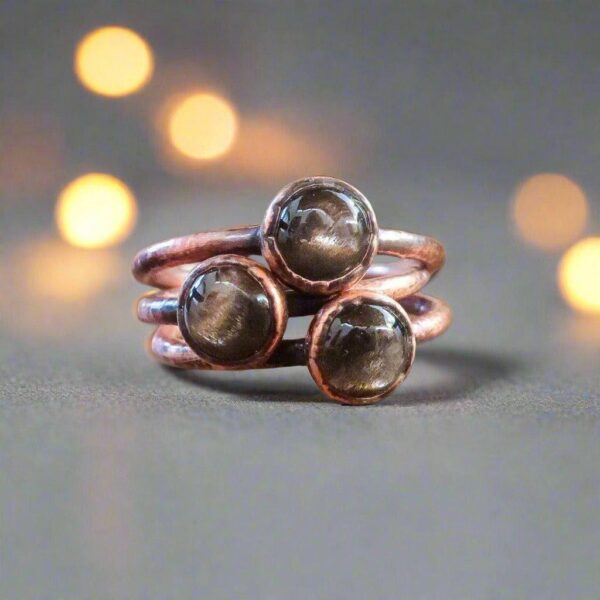Product Image: Handmade Black Moonstone Ring in Electroformed Copper Jewelry