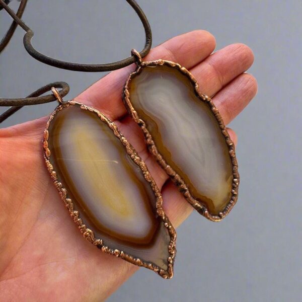 Product Image: Red Agate Natural Stone Necklace with Copper Pendant
