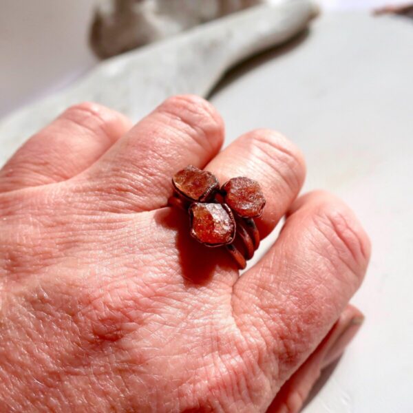 Product Image: Raw Sunstone Ring in Copper for Unique Gift