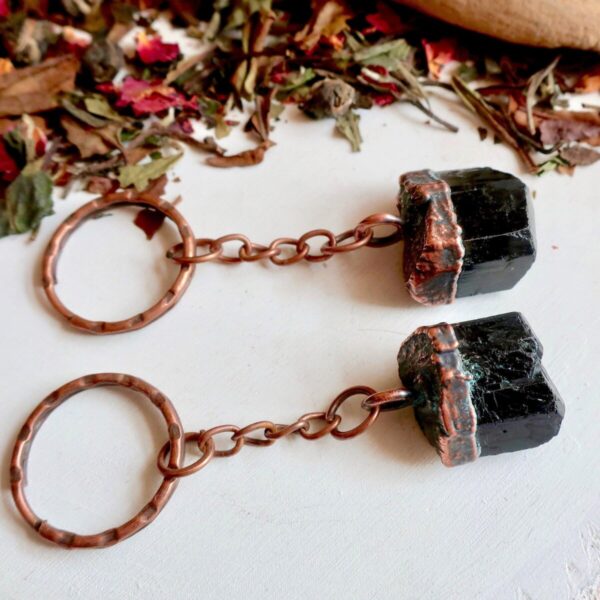 Product Image: Electroformed Raw Black Tourmaline Keychain for Protection