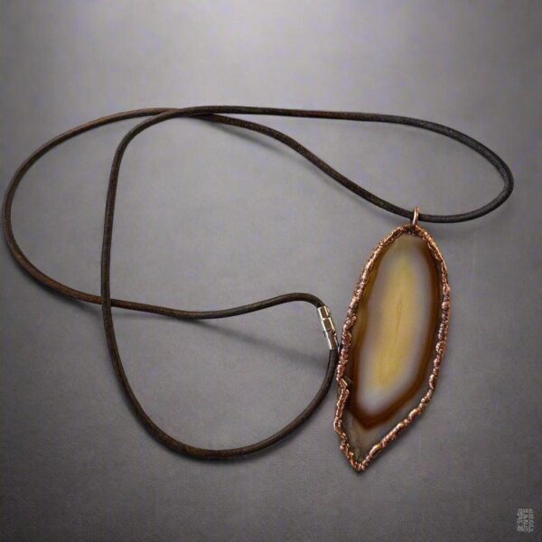 Product Image: Red Agate Natural Stone Necklace with Copper Pendant