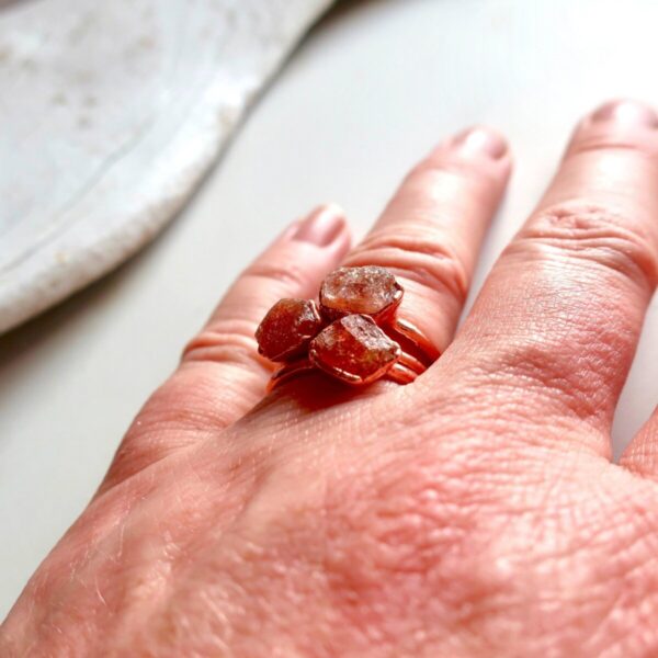 Product Image: Raw Sunstone Ring in Copper for Unique Gift