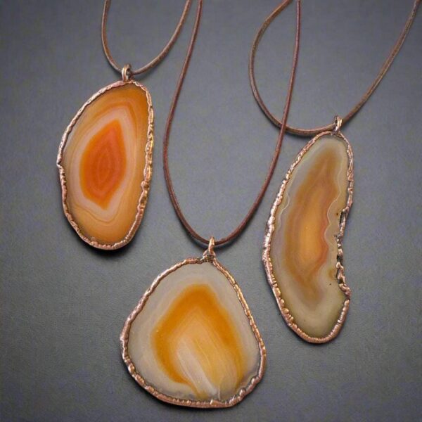 Product Image: Red Agate Slice Necklace | Handmade Boho Copper Jewelry