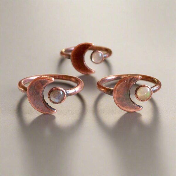 Product Image: Crescent Moon and Opal Ring in Unique Copper Artistry