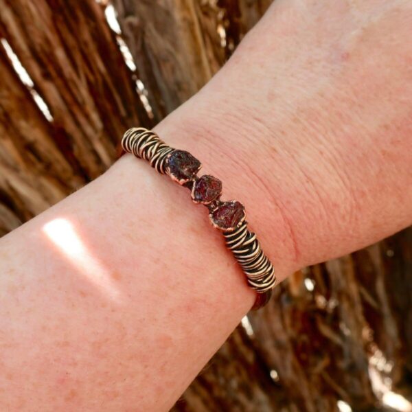 Product Image: Raw Garnet Bracelet with Electroformed Copper Cuff