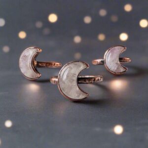 Product Image: Unique Handmade Kunzite Crescent Moon Ring for Boho Lovers