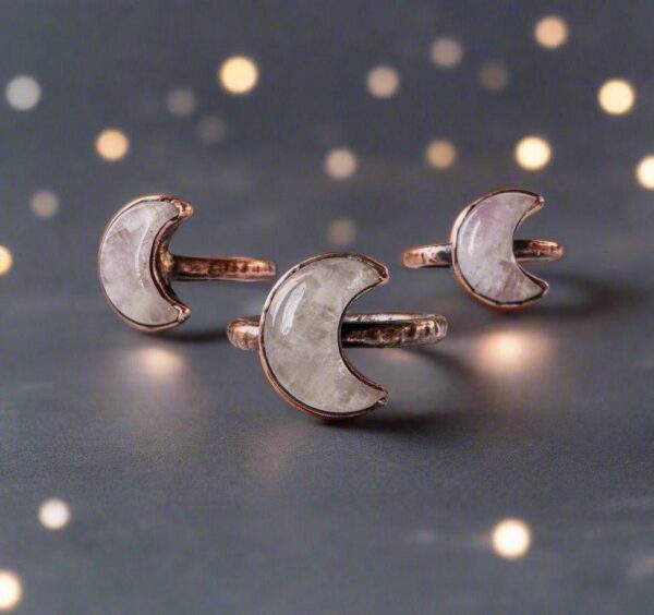Product Image: Unique Handmade Kunzite Crescent Moon Ring for Boho Lovers