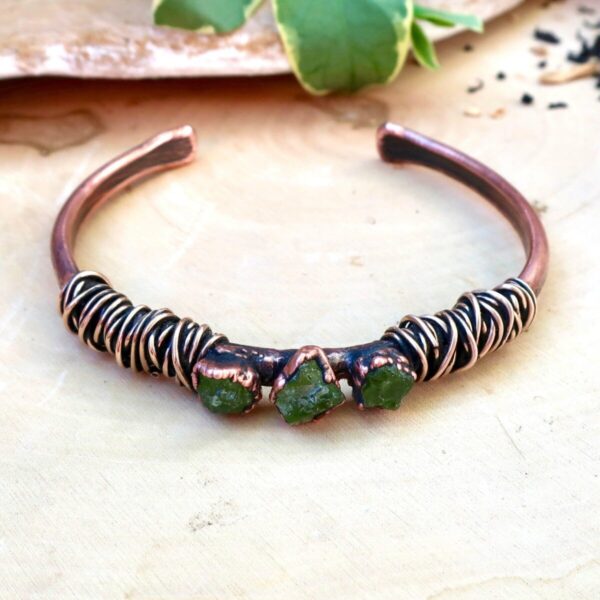 Product Image: Raw Peridot Copper Cuff Bracelet for Growth
