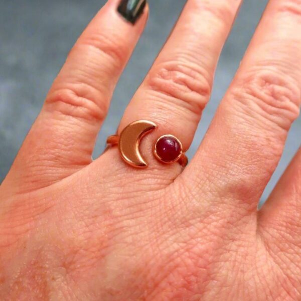 Product Image: Stunning Ruby Eclipse Ring with Unique Copper Moon Design