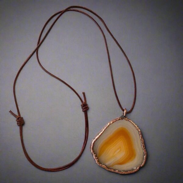 Product Image: Red Agate Slice Necklace | Handmade Boho Copper Jewelry